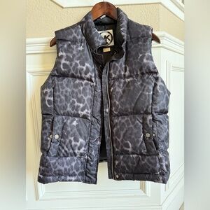 Michael Kors size L Black Leopard Puffer Vest